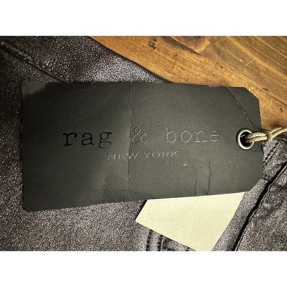 Rag & Bone 100% Lamb Soft Leather Skinny Pants Anthracite Black Size 27 Edgy - Picture 14 of 16